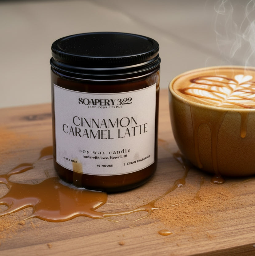 Cinnamon Caramel Latte 8oz Soy Candle