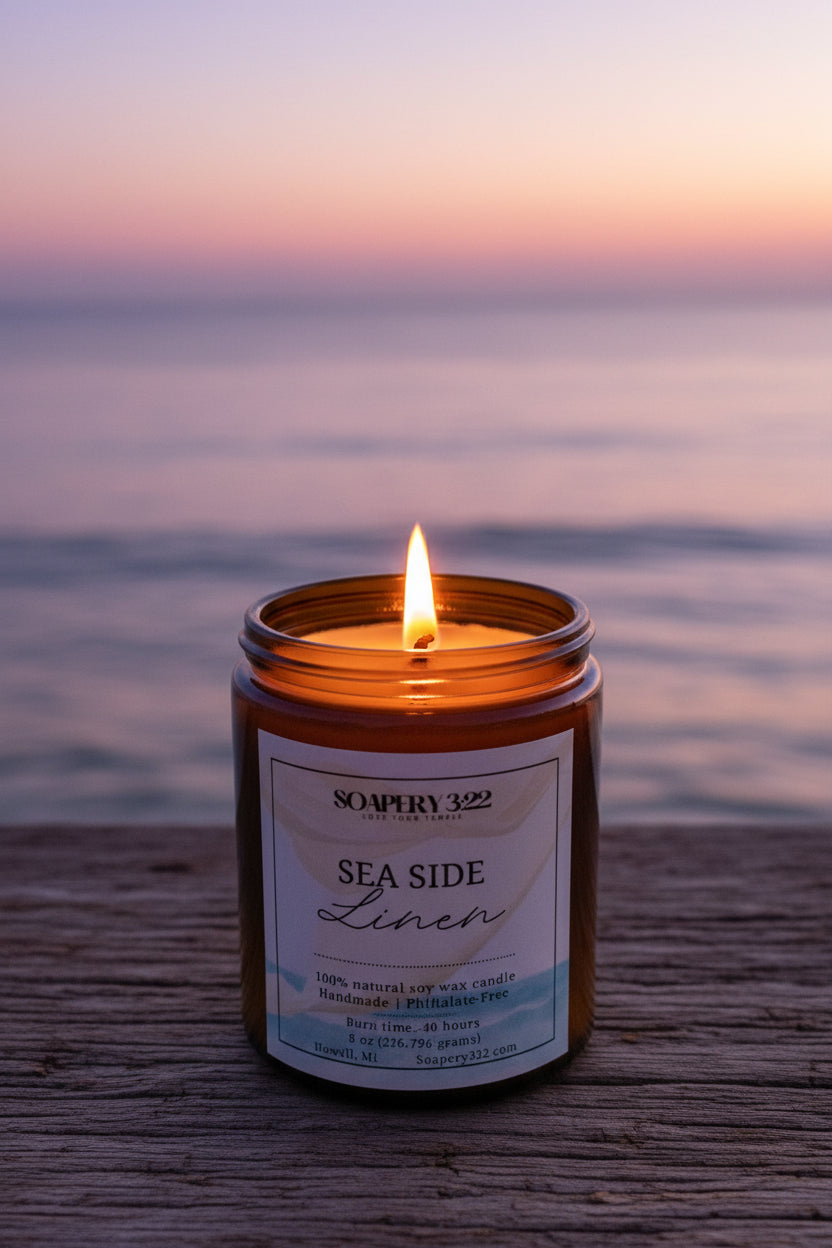 Sea Side Linen Soy Candles and Wax Melts