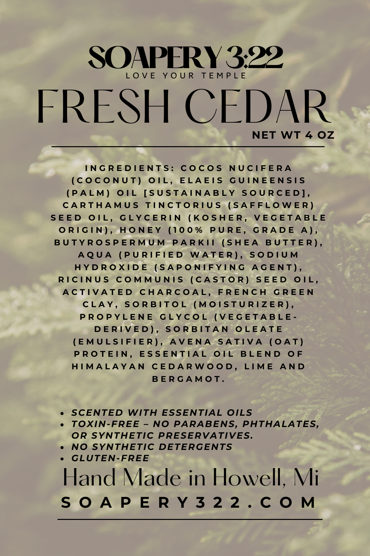 Fresh Cedar Honey Soap